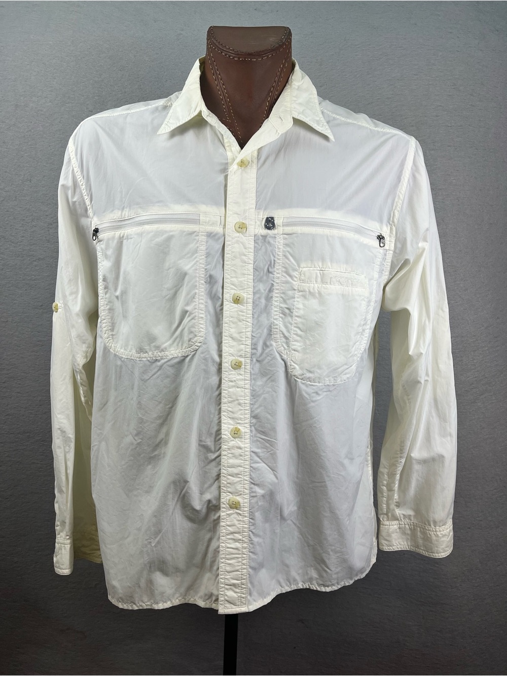 Exofficio Men's Large White Reef Runner Long Sleeve Shirt Vented Pockets